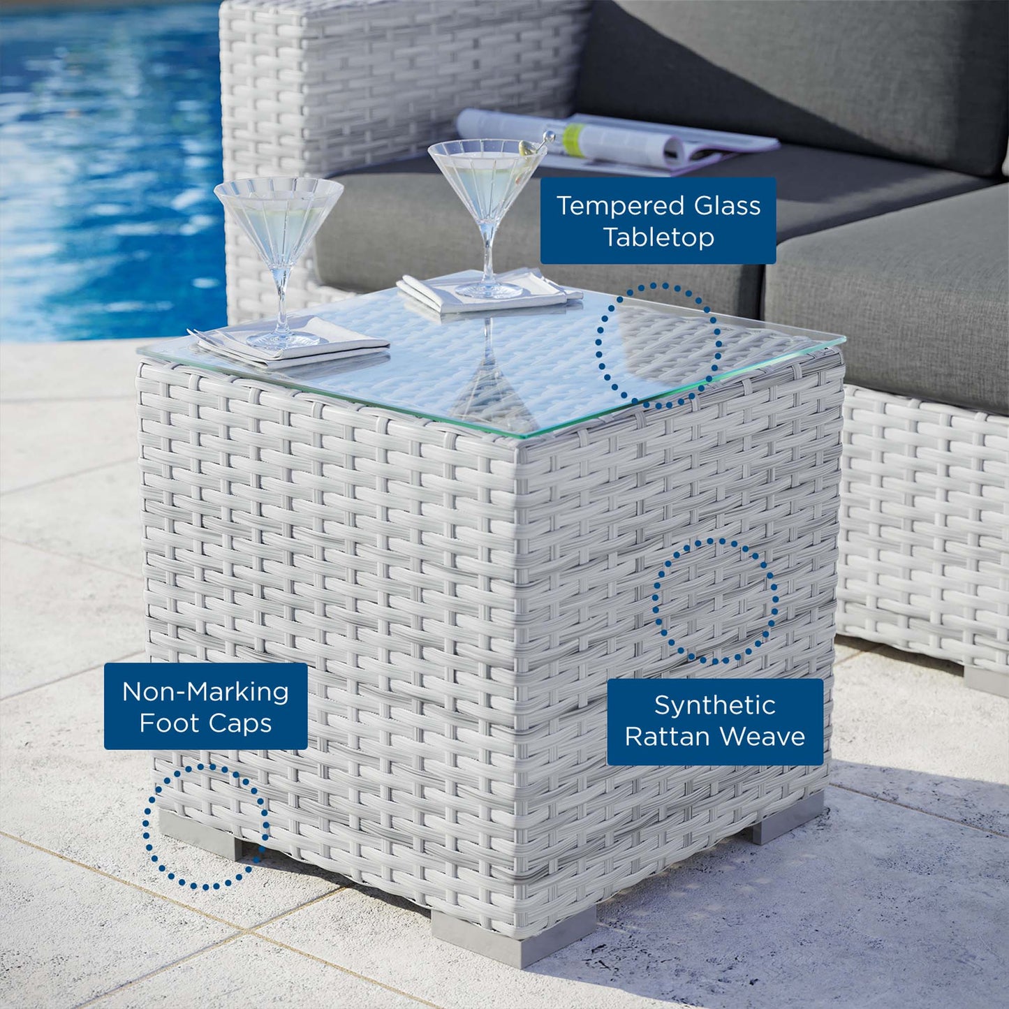 Modway - Convene Outdoor Patio Side Table by Modway  Outdoor Furniture Bar and Dining Gray - EEI-4300-LGR