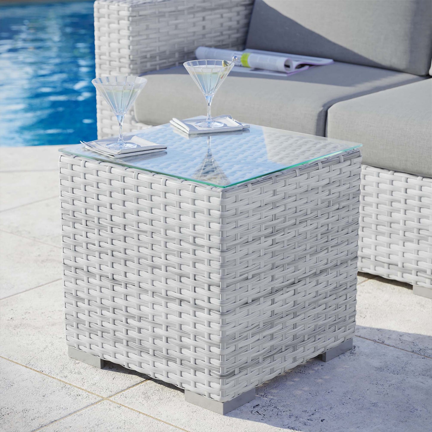 Modway - Convene Outdoor Patio Side Table by Modway  Outdoor Furniture Bar and Dining Gray - EEI-4300-LGR