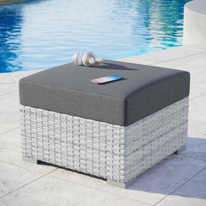 Modway Outlet Convene Outdoor Patio Ottoman by Modway  Outdoor Furniture Furniture Light Gray Charcoal - EEI-4301-LGR-CHA