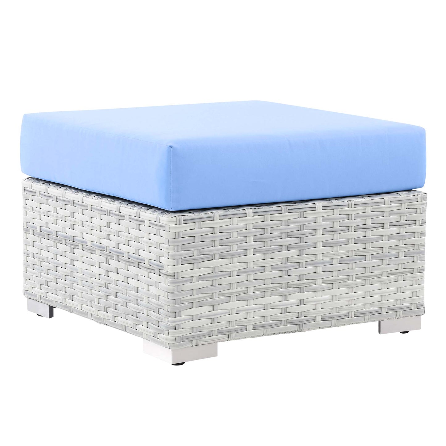 Modway Outlet Convene Outdoor Patio Ottoman by Modway  Outdoor Furniture Furniture Light Gray Light Blue - EEI-4301-LGR-LBU