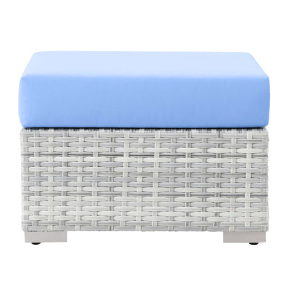 Modway Outlet Convene Outdoor Patio Ottoman by Modway  Outdoor Furniture Furniture Light Gray Light Blue - EEI-4301-LGR-LBU