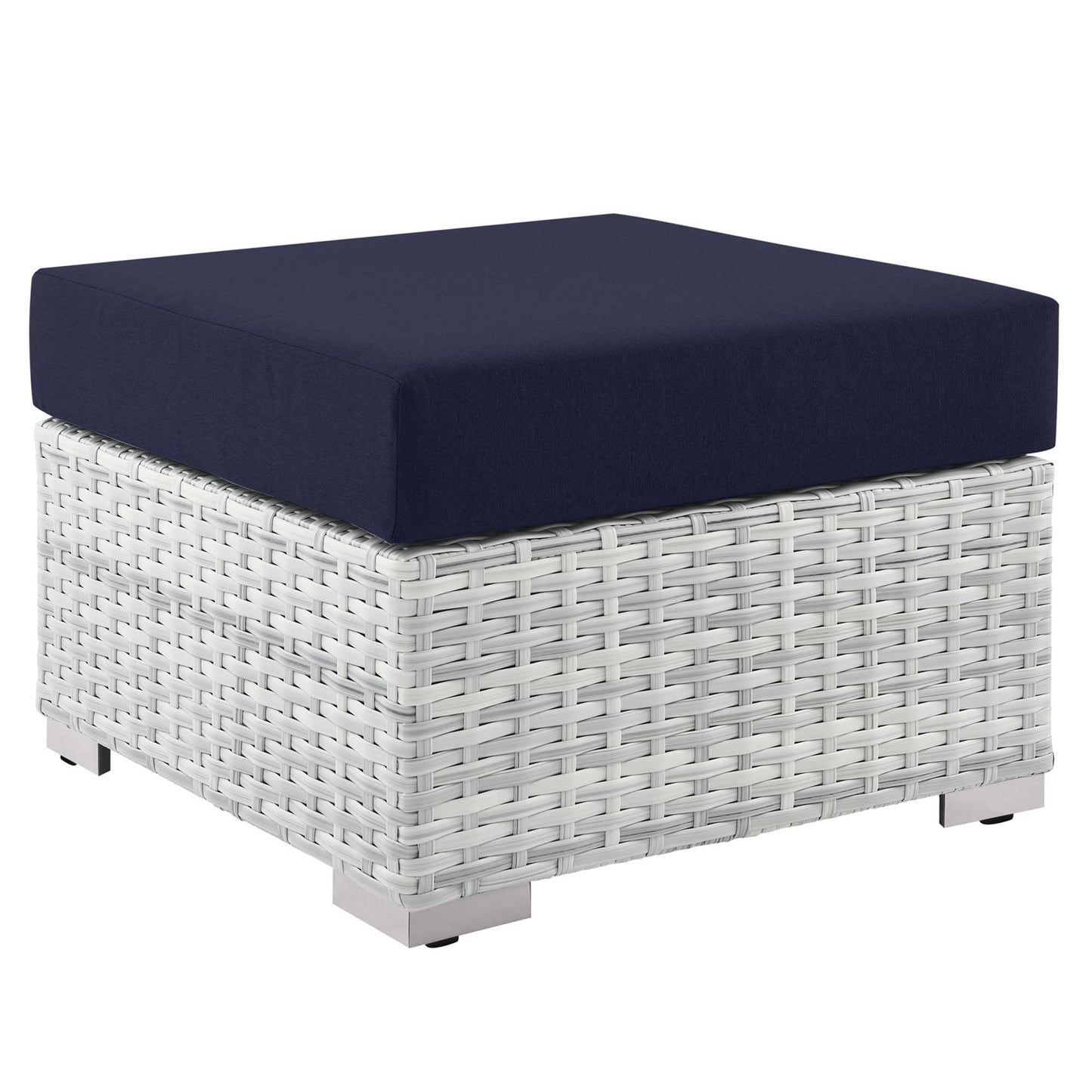 Modway Outlet Convene Outdoor Patio Ottoman by Modway  Outdoor Furniture Furniture Light Gray Navy - EEI-4301-LGR-NAV