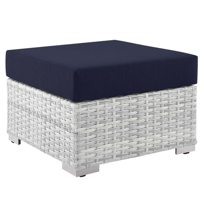 Modway Outlet Convene Outdoor Patio Ottoman by Modway  Outdoor Furniture Furniture Light Gray Navy - EEI-4301-LGR-NAV