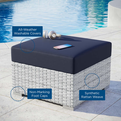 Modway Outlet Convene Outdoor Patio Ottoman by Modway  Outdoor Furniture Furniture Light Gray Navy - EEI-4301-LGR-NAV