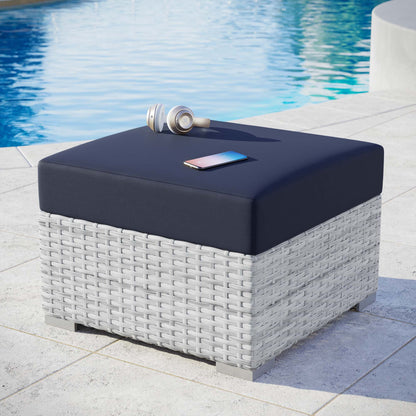 Modway Outlet Convene Outdoor Patio Ottoman by Modway  Outdoor Furniture Furniture Light Gray Navy - EEI-4301-LGR-NAV