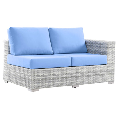 Modway Outlet Convene Outdoor Patio Right-Arm Loveseat by Modway  Outdoor Furniture Furniture Light Gray Light Blue - EEI-4302-LGR-LBU