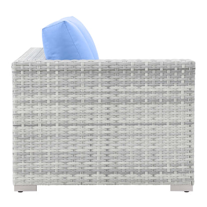 Modway Outlet Convene Outdoor Patio Right-Arm Loveseat by Modway  Outdoor Furniture Furniture Light Gray Light Blue - EEI-4302-LGR-LBU