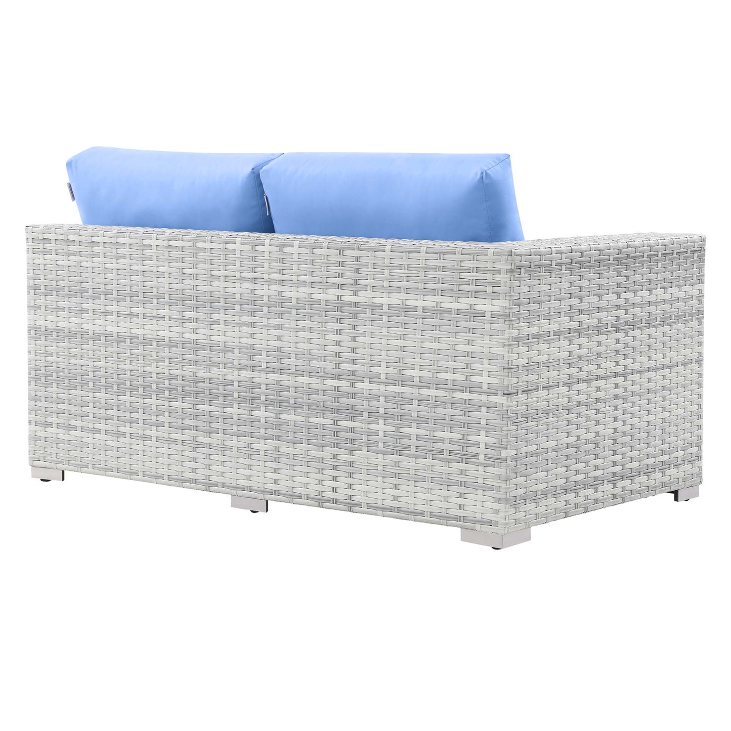 Modway Outlet Convene Outdoor Patio Right-Arm Loveseat by Modway  Outdoor Furniture Furniture Light Gray Light Blue - EEI-4302-LGR-LBU