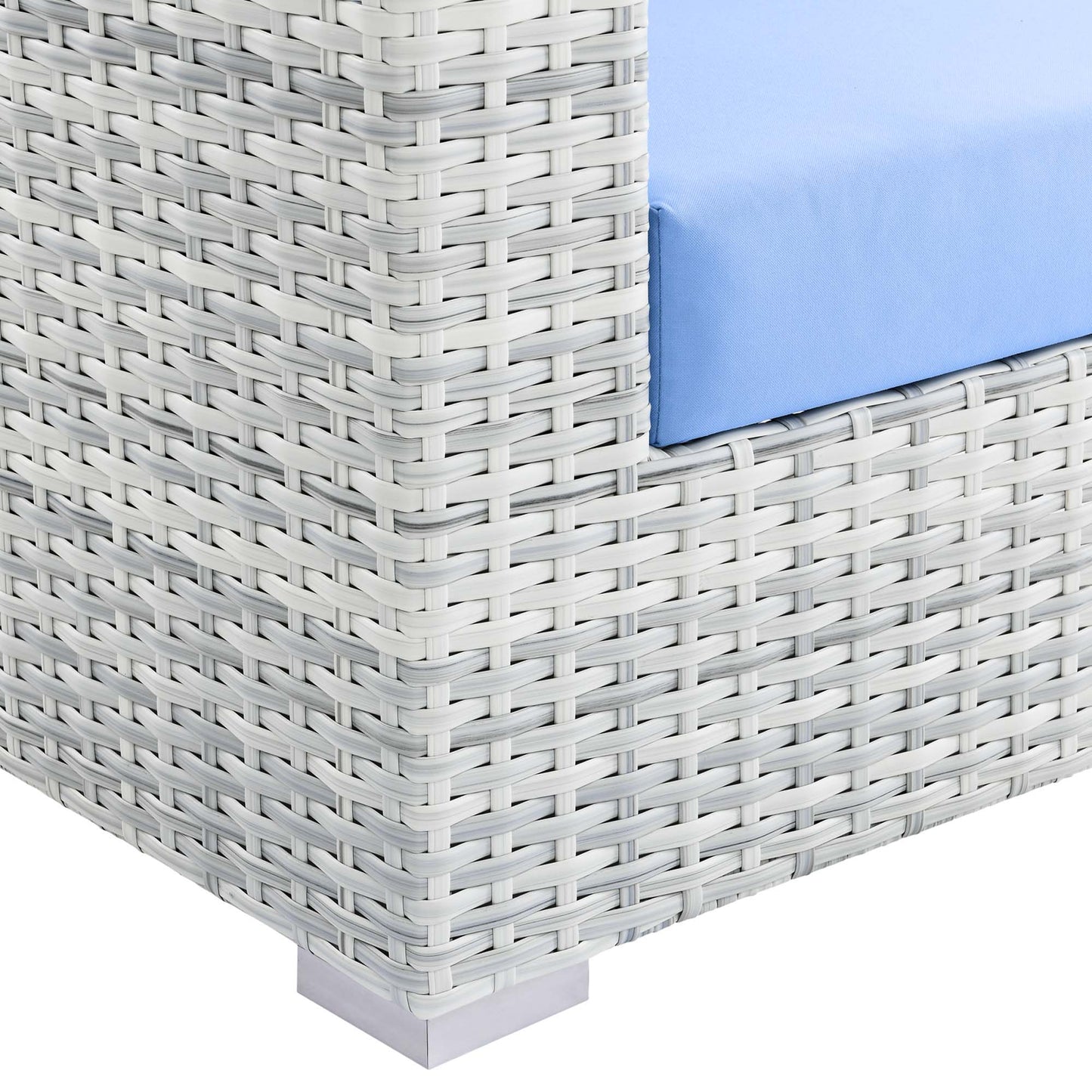 Modway Outlet Convene Outdoor Patio Right-Arm Loveseat by Modway  Outdoor Furniture Furniture Light Gray Light Blue - EEI-4302-LGR-LBU