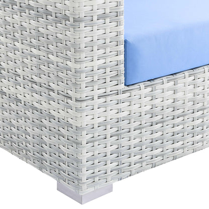 Modway Outlet Convene Outdoor Patio Right-Arm Loveseat by Modway  Outdoor Furniture Furniture Light Gray Light Blue - EEI-4302-LGR-LBU