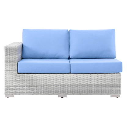 Modway Outlet Convene Outdoor Patio Right-Arm Loveseat by Modway  Outdoor Furniture Furniture Light Gray Light Blue - EEI-4302-LGR-LBU