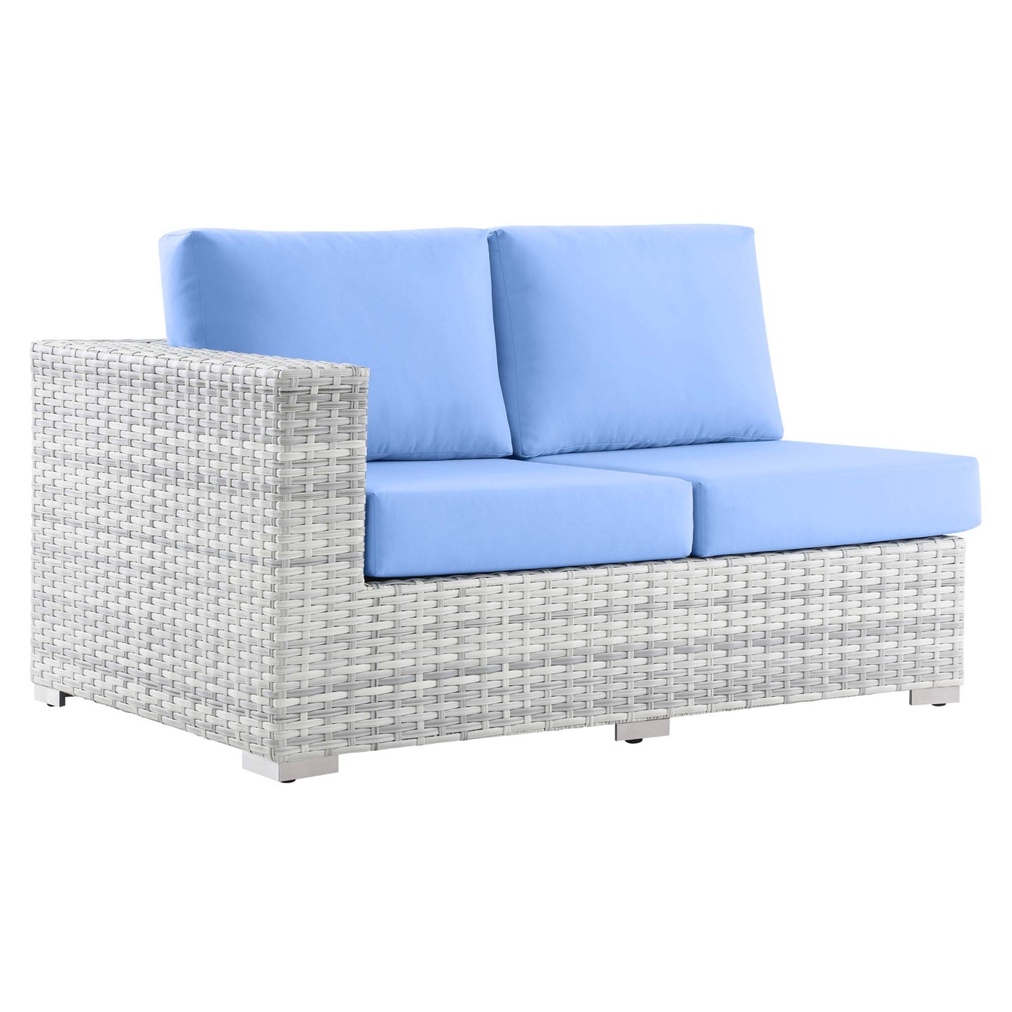 Modway Outlet Convene Outdoor Patio Left-Arm Loveseat by Modway  Outdoor Furniture Furniture Light Gray Light Blue - EEI-4303-LGR-LBU