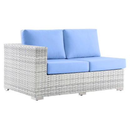 Modway Outlet Convene Outdoor Patio Left-Arm Loveseat by Modway  Outdoor Furniture Furniture Light Gray Light Blue - EEI-4303-LGR-LBU