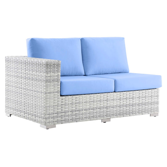 Modway Outlet Convene Outdoor Patio Left-Arm Loveseat by Modway  Outdoor Furniture Furniture Light Gray Light Blue - EEI-4303-LGR-LBU