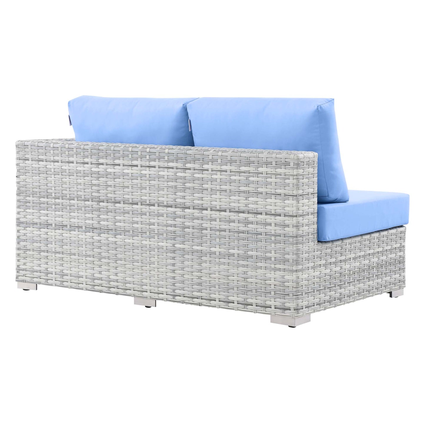 Modway Outlet Convene Outdoor Patio Left-Arm Loveseat by Modway  Outdoor Furniture Furniture Light Gray Light Blue - EEI-4303-LGR-LBU