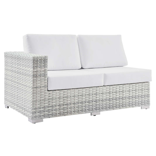 Modway Outlet Convene Outdoor Patio Left-Arm Loveseat by Modway  Outdoor Furniture Furniture Light Gray White - EEI-4303-LGR-WHI