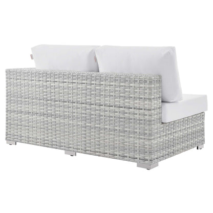 Modway Outlet Convene Outdoor Patio Left-Arm Loveseat by Modway  Outdoor Furniture Furniture Light Gray White - EEI-4303-LGR-WHI