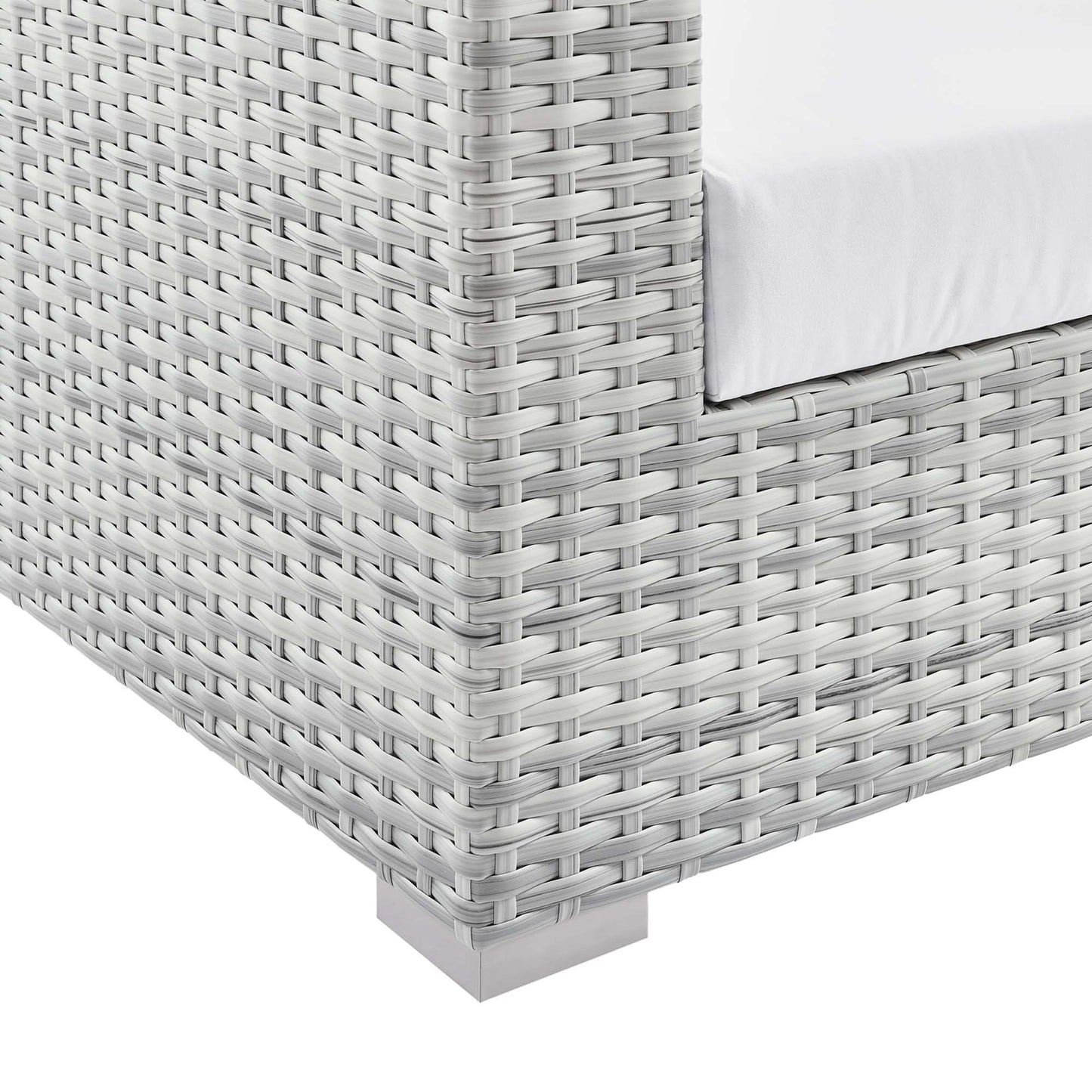 Modway Outlet Convene Outdoor Patio Left-Arm Loveseat by Modway  Outdoor Furniture Furniture Light Gray White - EEI-4303-LGR-WHI