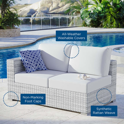 Modway Outlet Convene Outdoor Patio Left-Arm Loveseat by Modway  Outdoor Furniture Furniture Light Gray White - EEI-4303-LGR-WHI