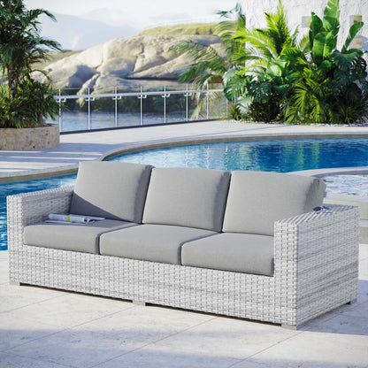 Modway - Convene Outdoor Patio Sofa by Modway  Outdoor Furniture Sofa Sectionals Gray - EEI-4305-LGR-GRY