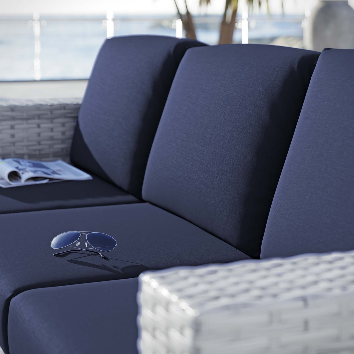 Modway - Convene Outdoor Patio Sofa by Modway  Outdoor Furniture Sofa Sectionals Blue - EEI-4305-LGR-NAV