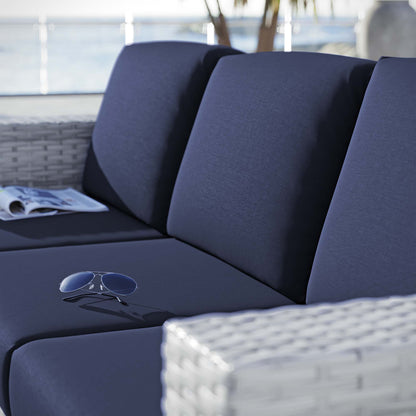 Modway - Convene Outdoor Patio Sofa by Modway  Outdoor Furniture Sofa Sectionals Blue - EEI-4305-LGR-NAV