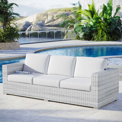 Modway - Convene Outdoor Patio Sofa by Modway  Outdoor Furniture Sofa Sectionals White - EEI-4305-LGR-WHI