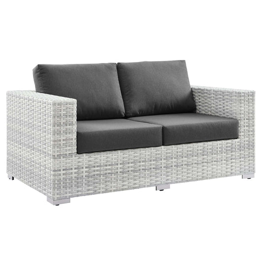 Modway Outlet Convene Outdoor Patio Loveseat by Modway  Outdoor Furniture Furniture Light Gray Charcoal - EEI-4306-LGR-CHA