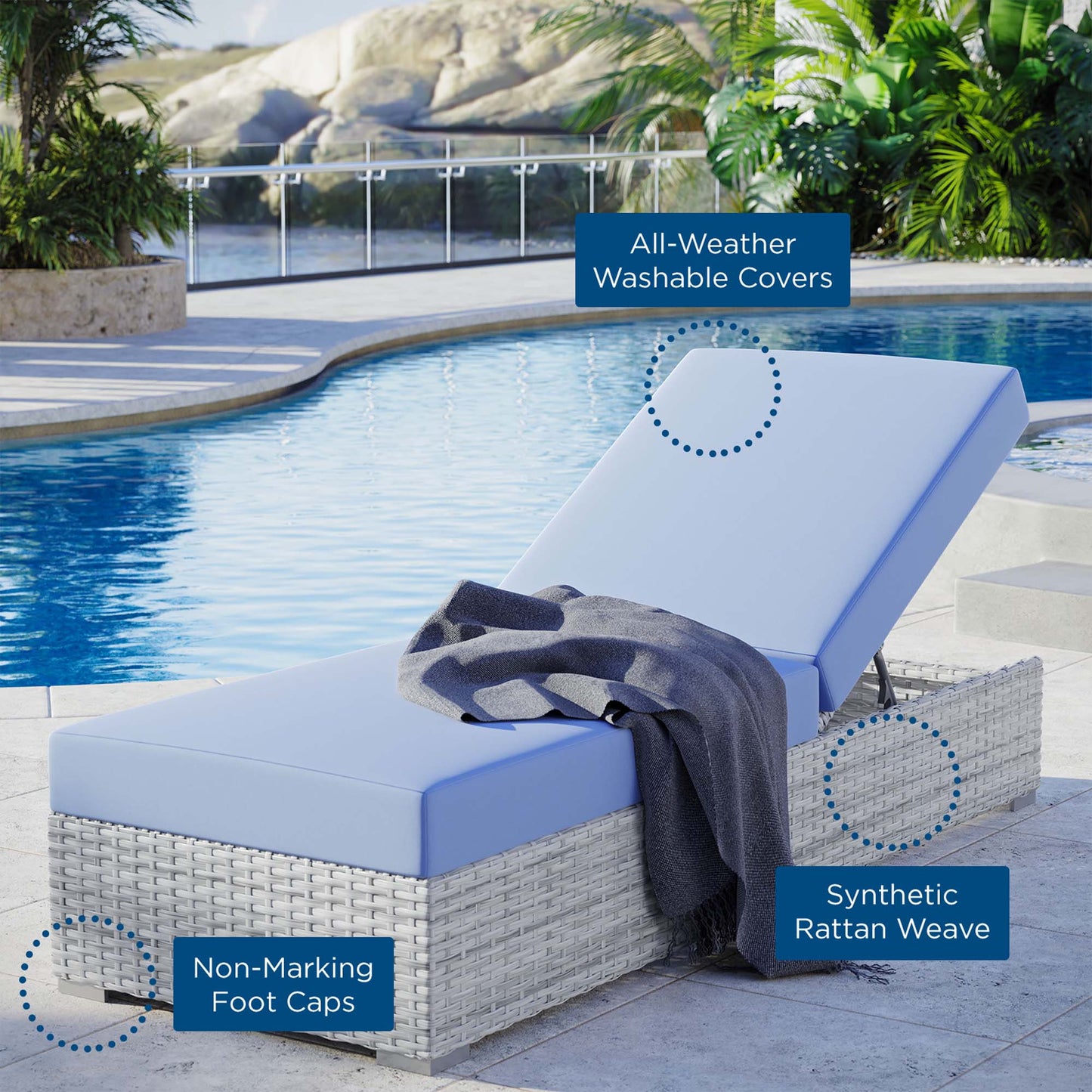Modway Outlet Convene Outdoor Patio Chaise by Modway  Outdoor Furniture Furniture Light Gray Light Blue - EEI-4307-LGR-LBU