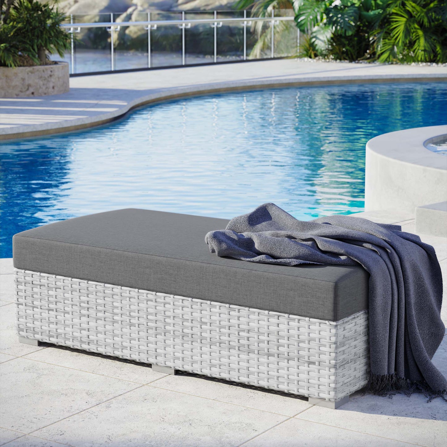 Modway Outlet Convene Outdoor Patio Rectangular Ottoman by Modway  Outdoor Furniture Furniture Light Gray Charcoal - EEI-4308-LGR-CHA