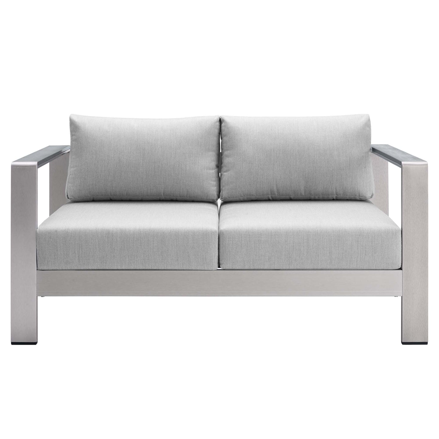 Modway - Shore 3 Piece Sunbrella? Fabric Outdoor Patio Aluminum Set by Modway  Outdoor Furniture Sofa Sectionals Gray - EEI-4313-SLV-GRY-SET