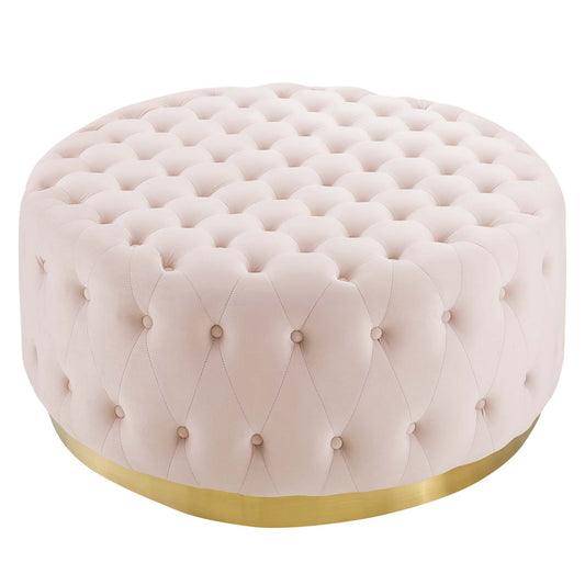 Modway - Ensconce Tufted Performance Velvet Round Ottoman by Modway  Living Room Sofas and Armchairs Red - EEI-4326-PNK