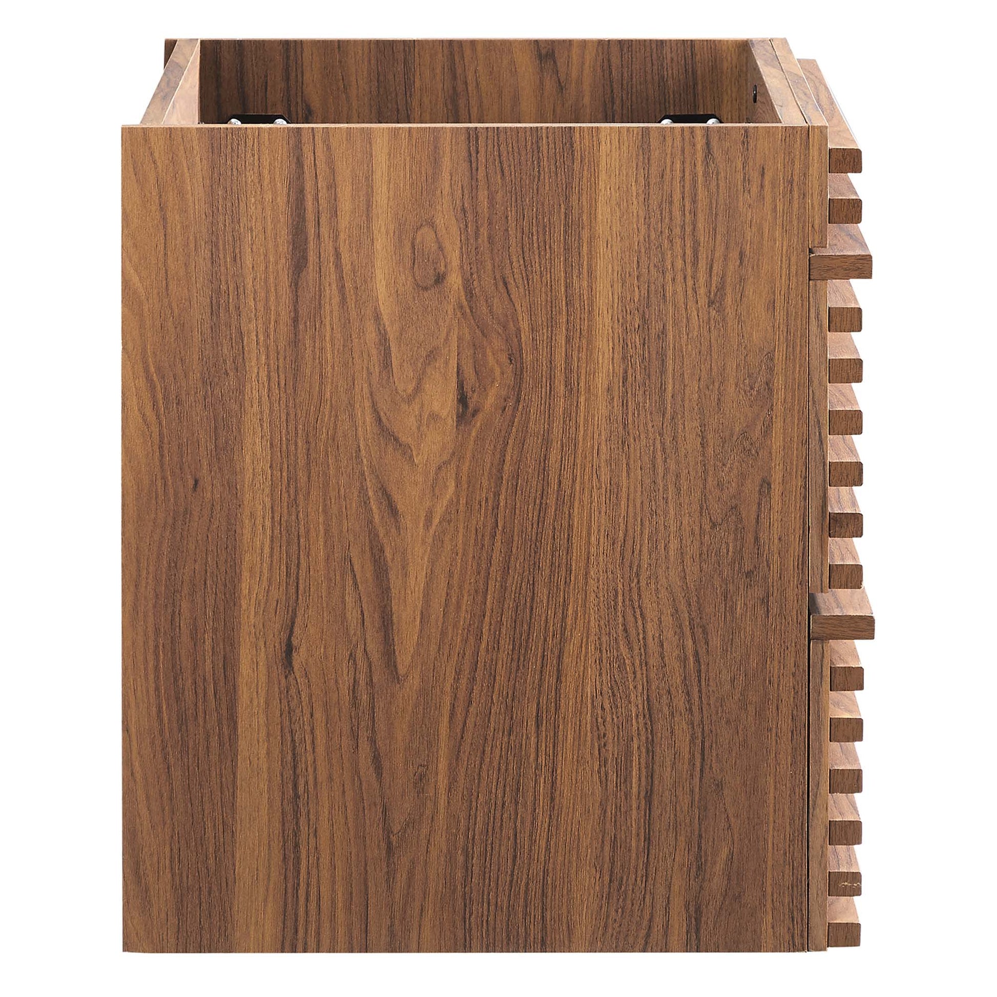 Walnut-brown 24-inch wall-mount bathroom vanity cabinet (sink basin not included)