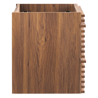 Walnut-brown 24-inch wall-mount bathroom vanity cabinet (sink basin not included)