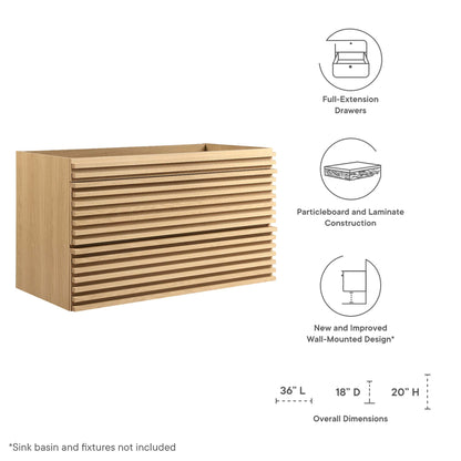 Modway - Render 36" Wall-Mount Bathroom Vanity Cabinet (Sink Basin Not Included) by Modway  Bathroom Vanities Brown - EEI-4339-OAK