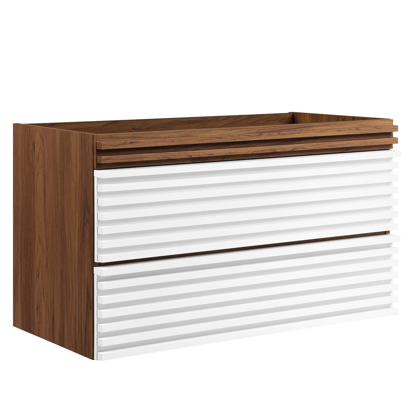 Modway Outlet Render 36" Wall-Mount Bathroom Vanity Cabinet (Sink Basin Not Included) by Modway  Bathroom Furniture White Walnut - EEI-4339-WHI-WAL