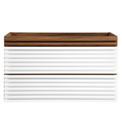 Modway Outlet Render 36" Wall-Mount Bathroom Vanity Cabinet (Sink Basin Not Included) by Modway  Bathroom Furniture White Walnut - EEI-4339-WHI-WAL