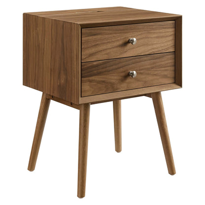 Modway - Ember Wood Nightstand With USB Ports by Modway  Bedroom Case Goods Brown - EEI-4343-WAL-WAL