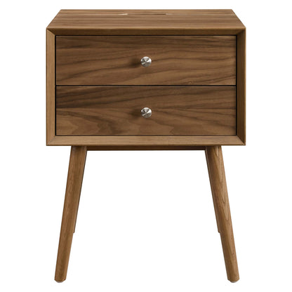 Modway - Ember Wood Nightstand With USB Ports by Modway  Bedroom Case Goods Brown - EEI-4343-WAL-WAL
