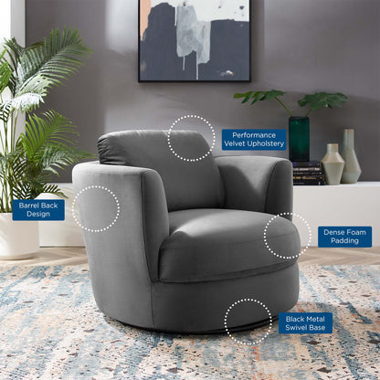 Modway Outlet Pirouette Performance Velvet Swivel Armchair by Modway  Living Room Furniture Gray - EEI-4345-GRY