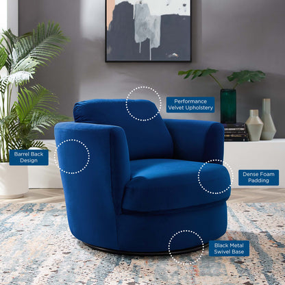 Modway Outlet Pirouette Performance Velvet Swivel Armchair by Modway  Living Room Furniture Navy - EEI-4345-NAV