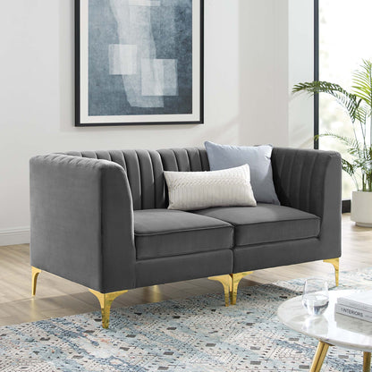 Modway Outlet Triumph Channel Tufted Performance Velvet Loveseat by Modway  Living Room Furniture Gray - EEI-4346-GRY