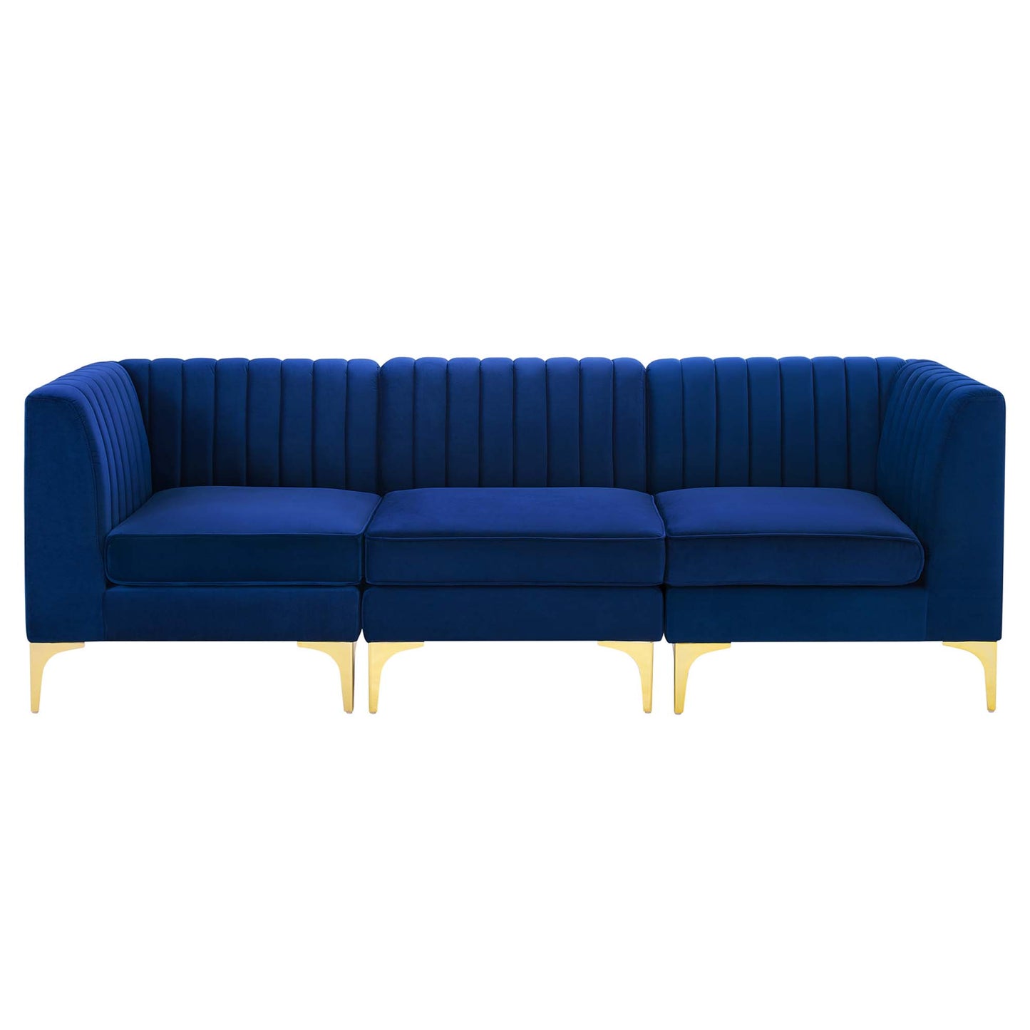 Modway Outlet Triumph Channel Tufted Performance Velvet 3-Seater Sofa by Modway  Living Room Furniture Navy - EEI-4347-NAV