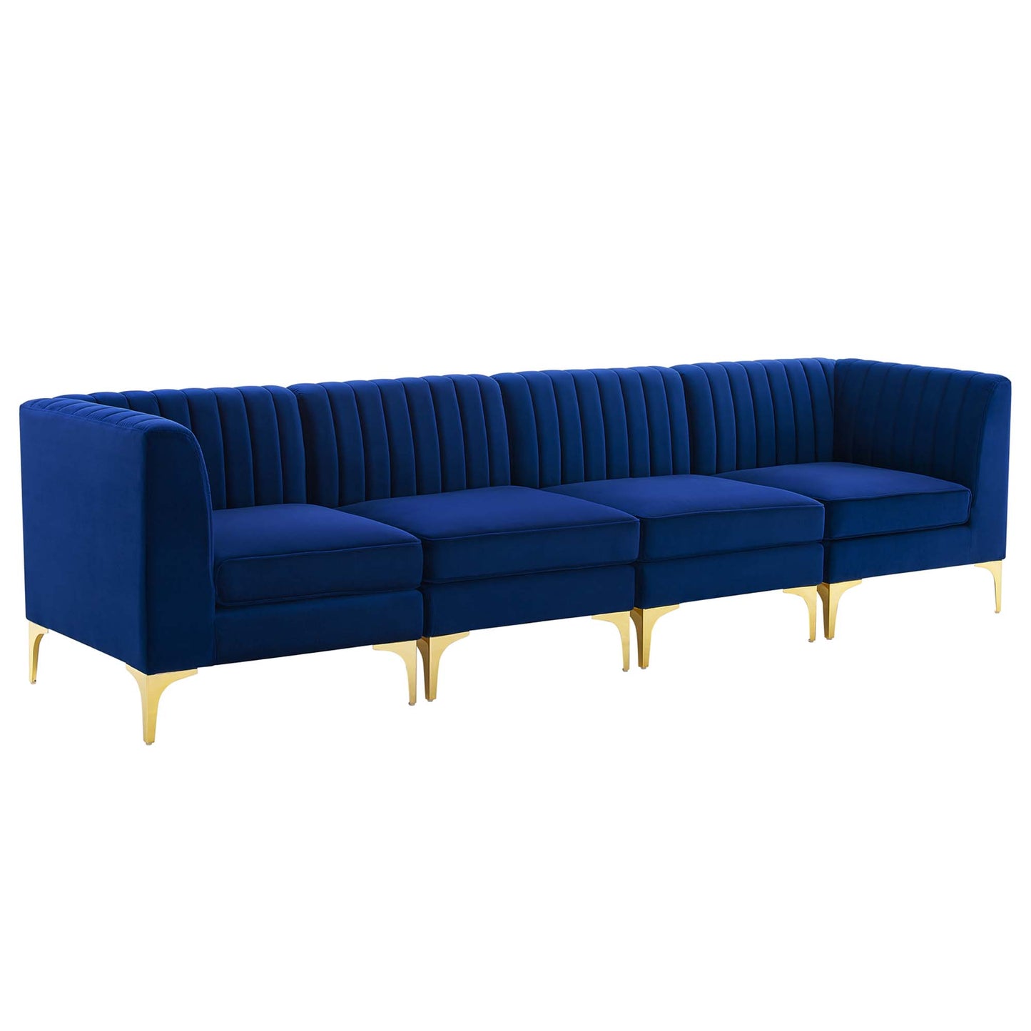 Modway Outlet Triumph Channel Tufted Performance Velvet 4-Seater Sofa by Modway  Living Room Furniture Navy - EEI-4348-NAV