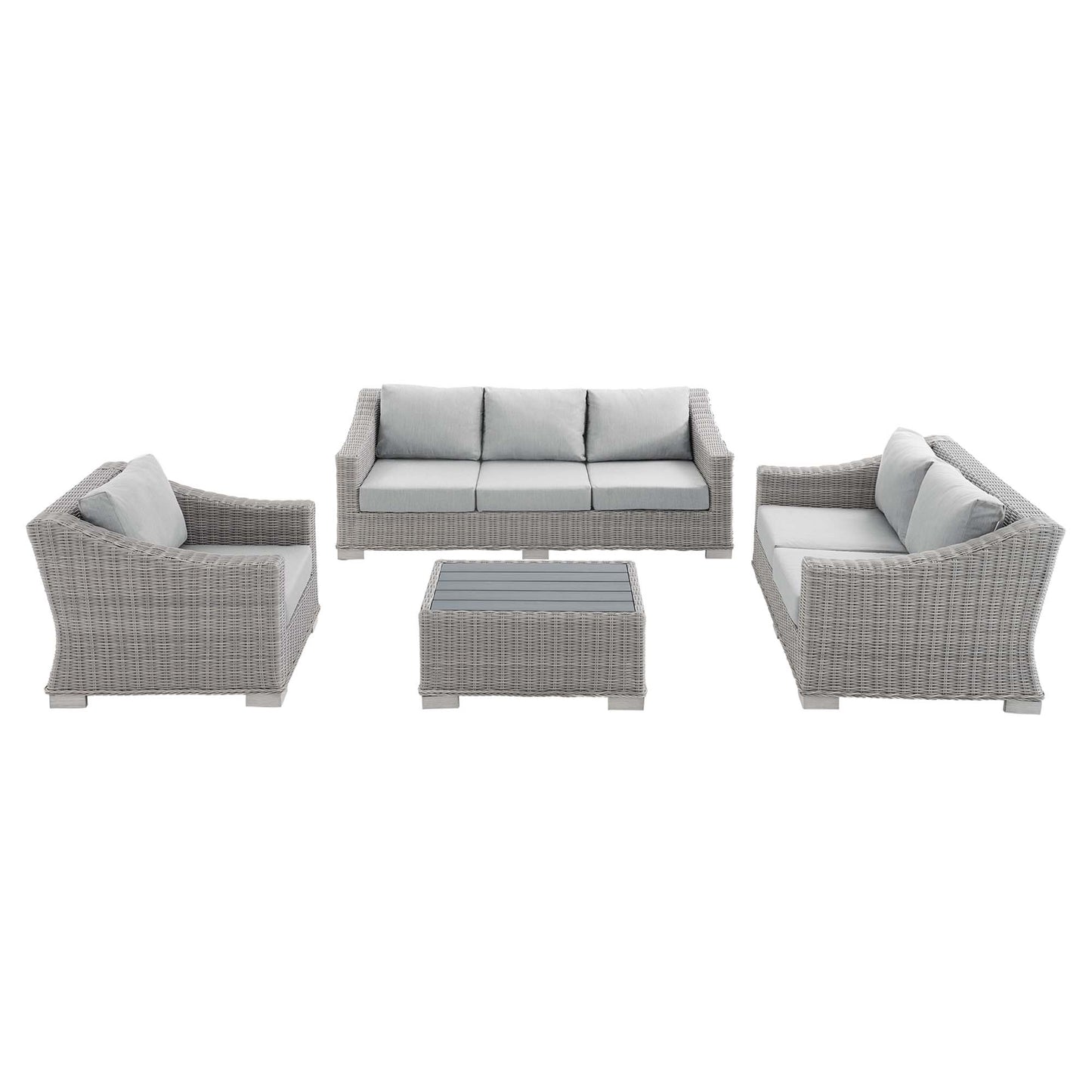 Modway - Conway 4-Piece Sunbrella? Outdoor Patio Wicker Rattan Furniture Set by Modway  Outdoor Furniture Sofa Sectionals Gray - EEI-4355-LGR-GRY