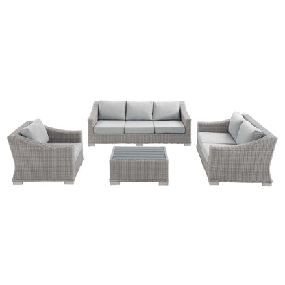 Modway - Conway 4-Piece Sunbrella? Outdoor Patio Wicker Rattan Furniture Set by Modway  Outdoor Furniture Sofa Sectionals Gray - EEI-4355-LGR-GRY