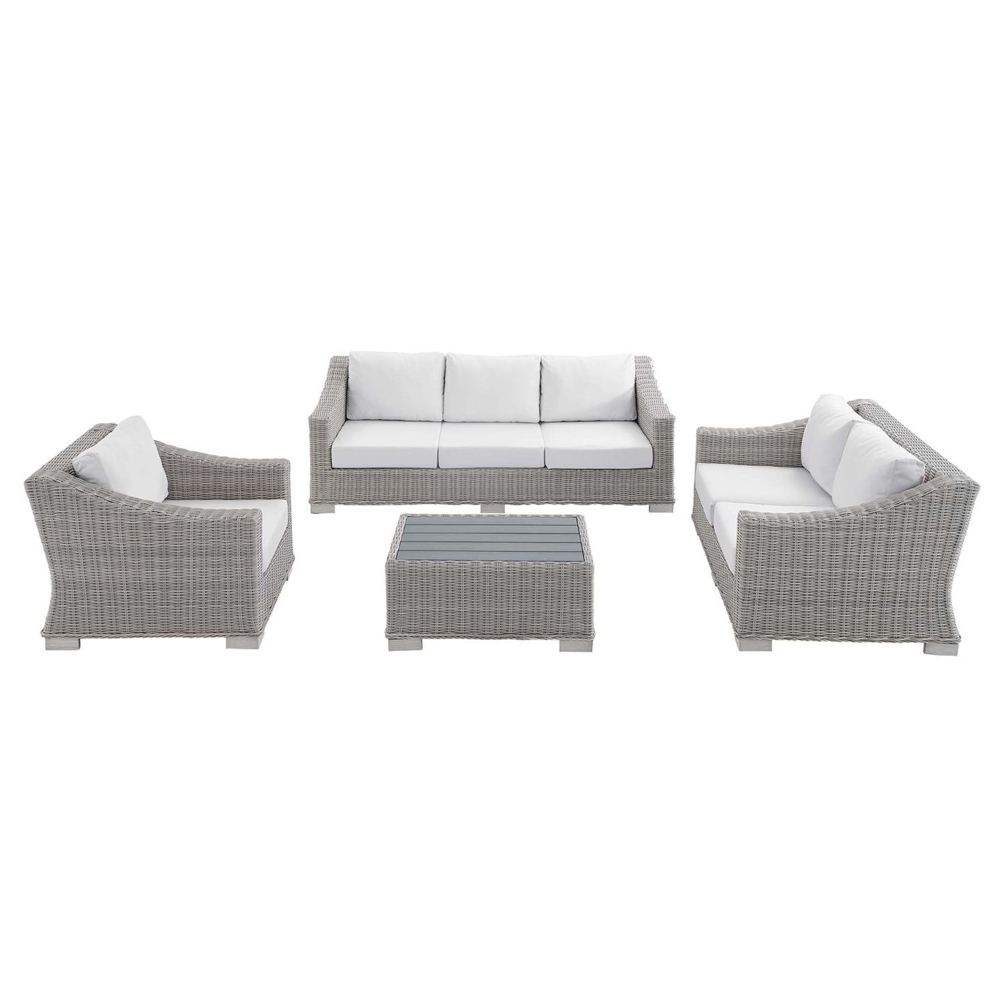 Modway - Conway 4-Piece Sunbrella? Outdoor Patio Wicker Rattan Furniture Set by Modway  Outdoor Furniture Sofa Sectionals White - EEI-4355-LGR-WHI