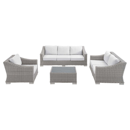 Modway - Conway 4-Piece Sunbrella? Outdoor Patio Wicker Rattan Furniture Set by Modway  Outdoor Furniture Sofa Sectionals White - EEI-4355-LGR-WHI