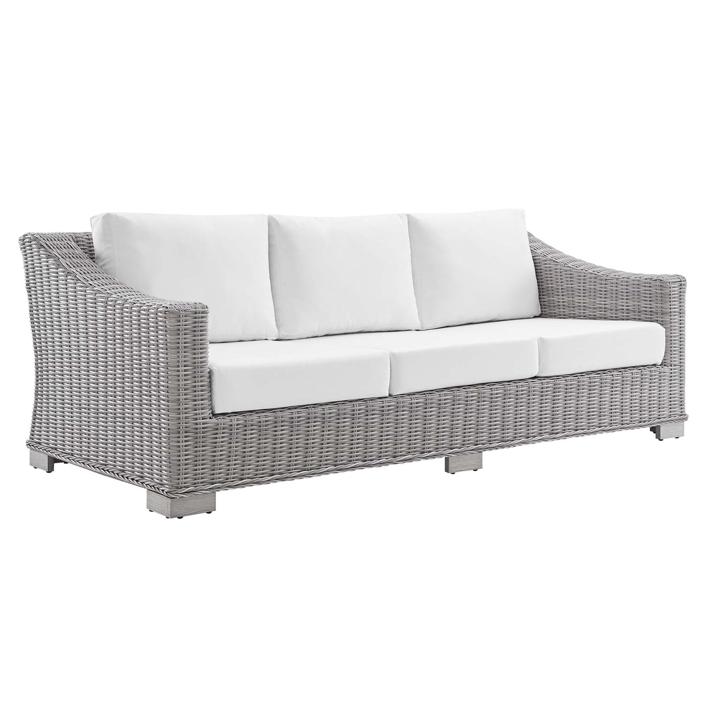 Modway - Conway 4-Piece Sunbrella? Outdoor Patio Wicker Rattan Furniture Set by Modway  Outdoor Furniture Sofa Sectionals White - EEI-4355-LGR-WHI
