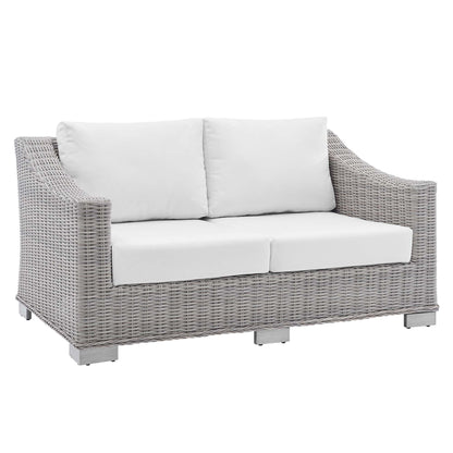Modway - Conway 4-Piece Sunbrella? Outdoor Patio Wicker Rattan Furniture Set by Modway  Outdoor Furniture Sofa Sectionals White - EEI-4355-LGR-WHI